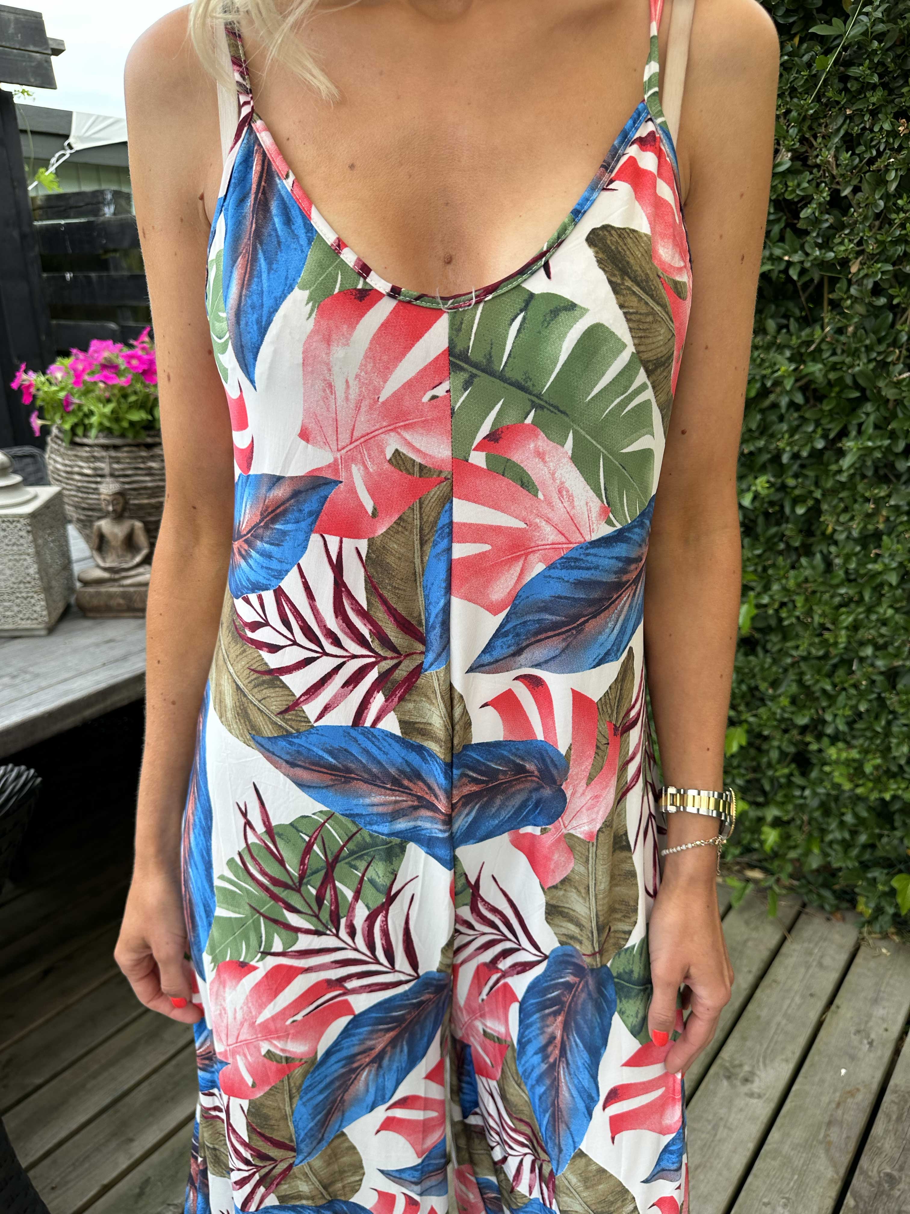 Safira Multi Leaf - Stretchy buksedragt med vide ben